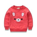 PANCY 子供服 春秋 長袖 Tシャツ キッズ トレーナー 丸い襟 男の子 女の子 可愛い クマ(ピンク,90cm)