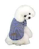 PetGround 犬 服 小型犬 春 夏 秋 冬 小型犬 中型犬 ボーダー シャツ 着せやすい 防寒 伸縮性 かわいい おしゃれ 犬服 (L, 青)