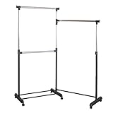 2WAY ハンガーラック 幅164×高さ107.5-165.5 【コーナーにも使えます】 キャスター付き
