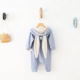 JUSH ベビー＆キッズ用　ウサギ仕様　ベビーカバーオール ロンパース 着ぐるみ キッズコスチューム　春用　子供 パジャマ 薄手 (66, ブルー　)