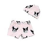 Spinas（スピナス） ベビー キッズ 帽子付き 水着 女の子 男の子 わんわん柄 ボストンテリア かわいい おしゃれ 水着 ワンピース 80cm~120cm