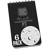 Rite in the Rain 防水フィールドインタビューノート 3インチ x 5インチ ブラックカバー フィールドインタビューフォームページ 6冊パック (No.104L6)