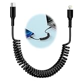 USBケーブル Type-C Lightning 0.4mから1.5Mまで自由伸縮 USB-C ライトニングケーブル MFi認証 PD27W急速充電 車用コイルケーブル 伸縮ライトニング充電コード タイプC toライトニング データ転送 iPhone 14/13/12/iPad対応 アイホン充電ケーブル (TypeC-Lightningケーブル)