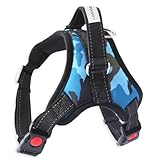 [LaLUCA GOODS] 犬 ハーネス 小型犬 中型犬 大型犬 ステップハーネス ウェアハーネス 犬用 介護用 首輪 ハンドル 胴輪 散歩 迷彩ブルー M