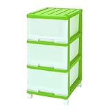 収納ケース 引き出し スリム カラフルチェスト プラスチック 完成品 深型 3段 2個組 おしゃれ グリーン キャスター付き 送料無料【メーカー 自社製造 日本製】