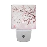 naanleリアルな日本チェリーブランチBloom花ヒエログリフSakuraピンクオートセンサーLED Dusk to Dawnナイトライトプラグinインドアfor Adults