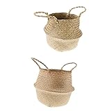 Kesoto 北欧海藻織物　フラワーストレージバスケット　ボックス　手作り　フラワーベース　折りたたみ　部屋　装飾品　M + S