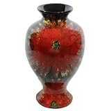 Essential D?cor Entrada Collection Lacquer Bamboo Vase with Antique Flower Accent, 18.9 by 11.8-Inch