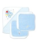 Spasilk 100% Cotton Hooded Terry Bath Towel with 4 Washcloths, Baseball Bear Blue by Spasilk [並行輸入品]
