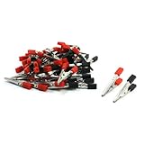 uxcell ワニ口クリップ　グリップ電気試験　ワニワニクリップクランプ　50mm　ブラック　レッド　40個入り