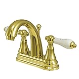 Kingston Brass KS7612PL Two Handle 4 in. Centerset Lavatory Faucet with Brass Pop-up