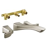 デルタkl3552-r-ss Tesla 2-handle wall-mount洗面所蛇口キット、Brillianceステンレス