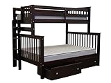 Bedz King Bunk Bed Mission Style End Ladder with Drawers, Twin Over Full, Cappuccino [並行輸入品]
