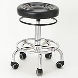 スツール LR ( リングレバータイプ ) 高さ48cm-60cm ブラック [ エステスツール キャスター付き 昇降式 リングレバー オフィスチェア 丸椅子 スツール イス 椅子 チェア ]