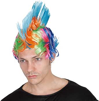 Amazon モヒカン パンク おもしろグッズ かつら Blue リモート リモート飲み コスプレ 仮装 通販
