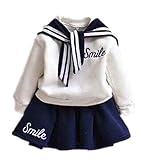 Candykidsセットアップ 女の子 子供服　 女の子 長袖 ワンピース フレア スカート　キッズワンピース キッズ ワンピース 入学 入園　子供服 キッズ 女の子　スカート＋服 (90cm, ホワ