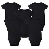 ロンパーボックス Romperinbox ベビー ロンパース 半袖 長袖 ベビーボディスーツ 女の子 男の子 0～24ヶ月設 無地タイプ (12-18ヶ, 黒半袖5枚)