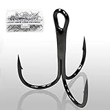 SILANON トレブルフック トリプルフック 8# 黒 100本 高炭素鋼 高強度 耐腐食 丸型釣り針 ソルト用 管釣り 対応 釣りフック メバリング トラウト スプーンルアー スピナー ジグ 交換フック 釣り