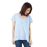 ミルフェルム 授乳服 接触冷感 消臭機能 Vネック変形Tシャツ M サックス(60) 授乳ケープ付き ミラキュラスクール マタニティ 下着 インナー 産前産後 春夏秋 授乳口付き ひんやり