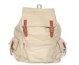 AutoM New Fashion Casual Canvas Backpack Rucksack Bag School Shoulder Bags (Beige) [並行輸入品]