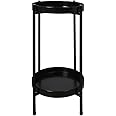 Levede 2 Tier Metal Plant Stand, 50 cm Tall, Black