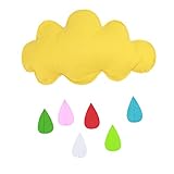 yazi-ベビー　ベッドメリー　モビール　イエロー　雲とカラフル雨滴　子供部屋　装飾　デザイン小物　子供写真撮影の小道具　出産祝い 入園祝い 誕生日プレゼント