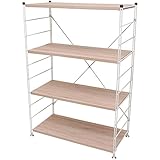 山善(YAMAZEN) ウッドシェルフ 4段 アンティーク ホワイト 幅85.5×奥行41.5×高さ123.5cm MWS-12844(AIV/SWH)