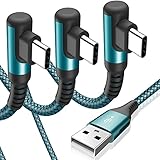 USB Type C ケーブル L字【3本セット 1m/2m/2m】Sweguard USB-A & USB C ケーブル【PD& QC3.0 急速充電】iPhone 17 16 15 Pro Max,アイフォン15 16 17，,iPad Pro,Samsung Galaxy S25 S24 S23,Sony,Xiaomi,Huawei,Pixel 等Type C機種対応(グリーン)