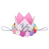 (フィーショー)FEESHOW ベビー 0-1歳頃 王冠 記念バースデ セレモニ ベビークラウン ハット ヘアバンド 帽子 ヘアバンド クラウン (Free, ローズ1/2)