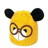 冬ニットハット、inkachかわいい幼児赤ちゃん女の子ニットウールビーニー帽子Bear Shapedキャップ One Size イエロー