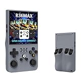 R36MAX 携帯ゲーム機 ポータブルゲーム機 4インチ720×720 IPS HD ハンドヘルドゲームコンソール エミュレーターゲーム機本体 30＋レトロゲーム内蔵 RK3326搭載 4000mAh バックキー付 二人プレイ対応 (クラシックグレー, 128G)