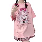かわいい ｔシャツ 半袖 アニメ プリント 原宿系 韓国系 ファッション レディース トップス 森ガール 夏服 大きいサイズ