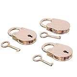 ueetek 3セットヴィンテージ装飾メタルアンティーク南京錠キーロック付きゴールド