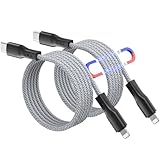 Magtame 2本 iphoneタイプcケーブル 磁力自動吸引 lightning usb-c MFi認証 ライトニングケーブル usb-c 3A急速充電 タイプCライトニングiPhone14/13/12/11/X/ProMax/iPad/AirPods/等各種対応(1m-シルバー)