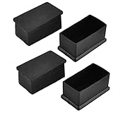 uxcell 家具足カバーキャップ テーブル 机 椅子足 ブラック ゴム 長方形 60mm x 30mm 4個入り