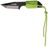 Survivor HK-106320GN Fixed Blade Outdoor Knife, Black Tanto Blade, Neon Green Cord-Wrapped Handle, 7