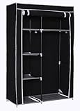Homebiカバー付きワードローブすっきり大量収納 衣類収納 クローゼット ハンガーラック不織布 幅104.5×奥行45.5×高さ158cm HB-GM145-BL (ブラック)
