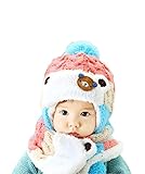 Riearena (リエアリーナ) あったか ふかふか 冬用 赤ちゃん ニット帽 ベビー 防寒 対策 マフラー セット お出かけ ベビー服 ra-63 (b【ピンク】)
