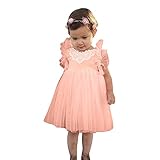 チュールドレスガールズ、balakieノースリーブレースフリルプリンセスフォーマルミスコンテストガウンチュチュドレス 3T ピンク BK-15989