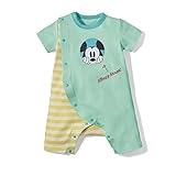 【Disney】ディズニー　デザインカエルロンパース　ミッキーマウス　ミントグリーン（ミッキーマウス）　70