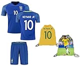 Neymar jersey Brazil Away半袖Kids Soccer Jersey Brasil Neymar Jrサッカーギフトセットユースサイズ✓プレミアム品質✓サッカーバックパックギフト