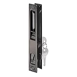 Prime-Line C 1033 Sliding Glass Door Handle Set, 6-5/8 in., Diecast, Black, Hook Style, Flush Mount,