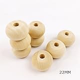 Mamimami Home ラウンド ブリリアント ビーズ 22MM ベビーおしゃぶり 歯固め テイザー DIYの材料 ナチュラルで安全な木製 大きな そろばん玉 50個「BPAフリー」