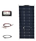 XINPUGUANG 100W 台湾単結晶フレキシブル基板1個+ 10A赤コントローラー1 + 3M赤黒クリーナーライン1セット+ 3MMC4コネクターライン1セット ボート/RV/ビークル用