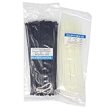 Honbay 200pcs自動ロック式ナイロンケーブルタイ – ブラック&ホワイト 8Inch 4330932348