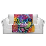ブランケットウルトラソフトFuzzy 4サイズ！DIANOCHEデザインからby Dean RussoサイケデリックLabrador Dog Home Decor Unique Designer芸術的