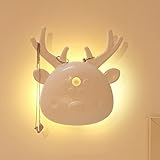 SILIVN 人感/明暗 センサーライト LED ナイトライト かわいい鹿ランプ クリスマス 飾り USB充電 省エネ 室内/階段/廊下/玄関/トイレ照明 壁掛け LEDライト 3Mテープ付け 電球色