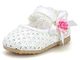 Candykids　ベビー 夏 シューズ 赤ちゃん 可愛い プレゼント 軽量 履かせやすい マジックテープ ストラップ 花 新生児 フォーマル靴 (内寸12cm, ホワイト)