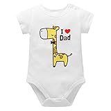 Domybest ベビー服 ロンパース 女の子 男の子 新生児 半袖 可愛い キリンパターン コットン Tシャツ 出産祝い 超柔らかい 普段着 春 夏 I Love Dad 0-6ヶ月