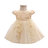 PAPA KIDS ベビードレス 半袖 お花飾り ベビーデイジー 結婚式 セレモニードレス 赤ちゃん お宮参り ベビードレス フォーマルドレス お誕生日 プレゼント 記念写真 (80, イエロー)